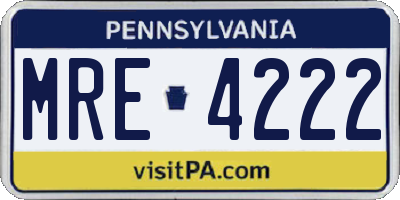 PA license plate MRE4222