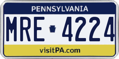 PA license plate MRE4224