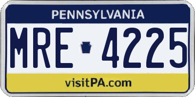PA license plate MRE4225