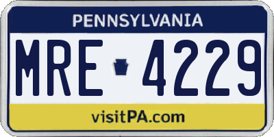 PA license plate MRE4229
