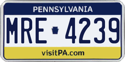 PA license plate MRE4239