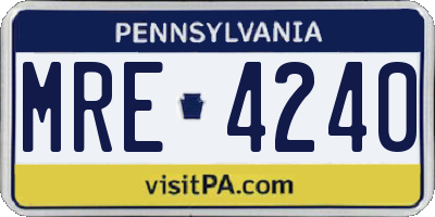 PA license plate MRE4240