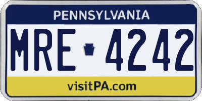 PA license plate MRE4242