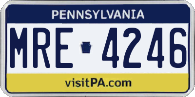 PA license plate MRE4246