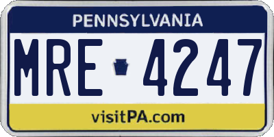 PA license plate MRE4247