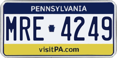 PA license plate MRE4249