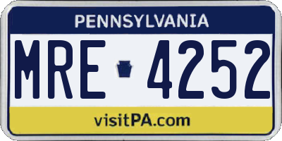 PA license plate MRE4252