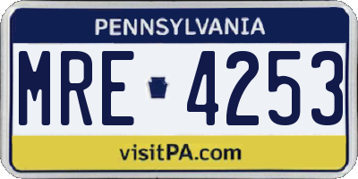 PA license plate MRE4253