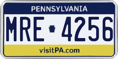PA license plate MRE4256