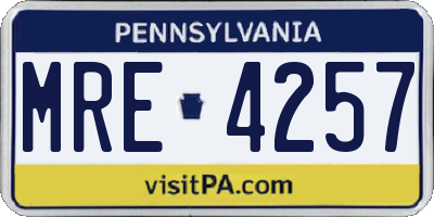 PA license plate MRE4257