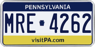 PA license plate MRE4262