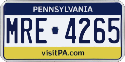 PA license plate MRE4265