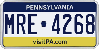 PA license plate MRE4268
