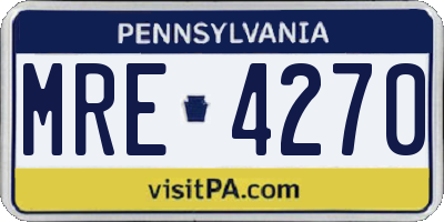 PA license plate MRE4270