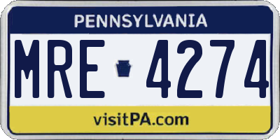 PA license plate MRE4274