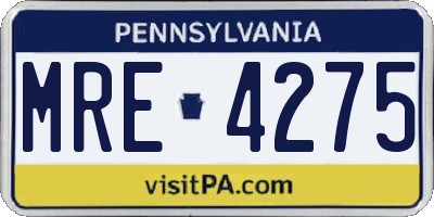 PA license plate MRE4275