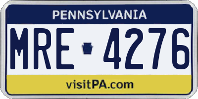 PA license plate MRE4276