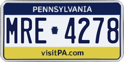 PA license plate MRE4278
