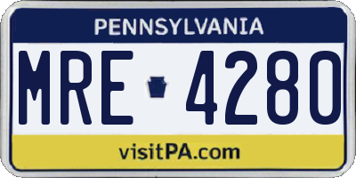PA license plate MRE4280
