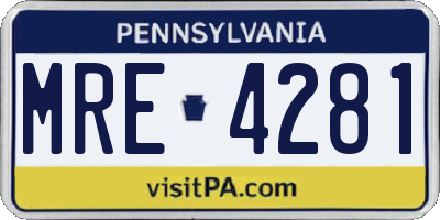 PA license plate MRE4281