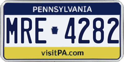 PA license plate MRE4282