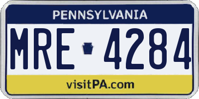 PA license plate MRE4284