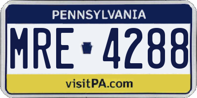 PA license plate MRE4288