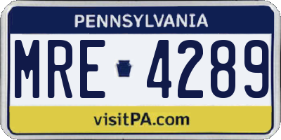 PA license plate MRE4289