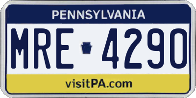 PA license plate MRE4290