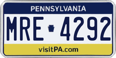 PA license plate MRE4292