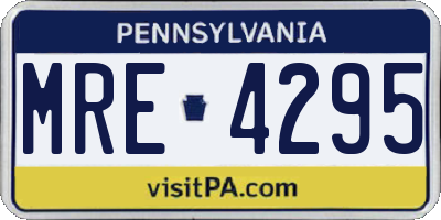 PA license plate MRE4295