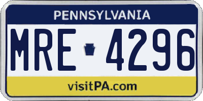 PA license plate MRE4296