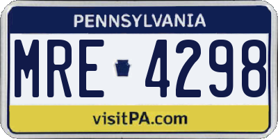 PA license plate MRE4298