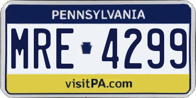 PA license plate MRE4299