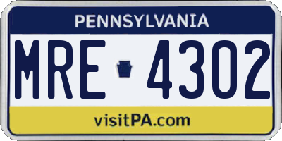 PA license plate MRE4302