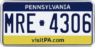 PA license plate MRE4306