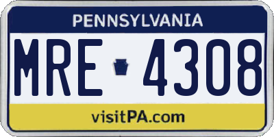 PA license plate MRE4308