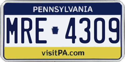 PA license plate MRE4309