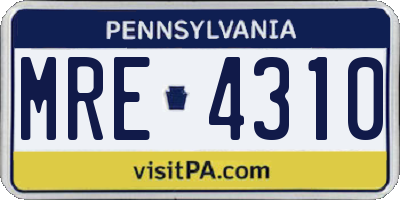 PA license plate MRE4310