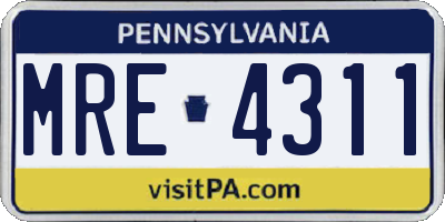 PA license plate MRE4311