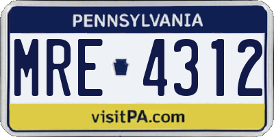 PA license plate MRE4312