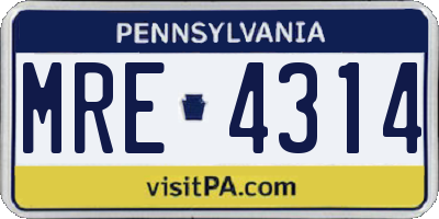 PA license plate MRE4314
