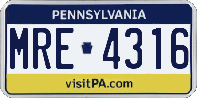 PA license plate MRE4316