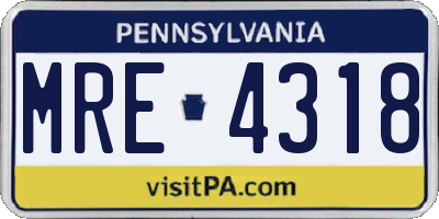 PA license plate MRE4318