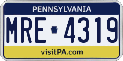 PA license plate MRE4319