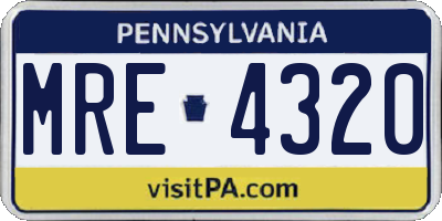 PA license plate MRE4320