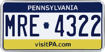 PA license plate MRE4322