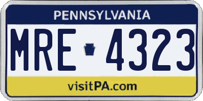 PA license plate MRE4323