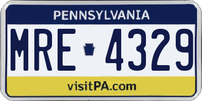 PA license plate MRE4329