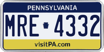 PA license plate MRE4332